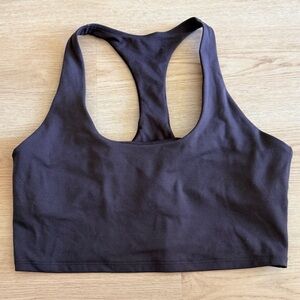 Women's Brown Activewear Crop Top Built in Bra